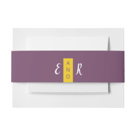 紫モダンコンテンポラリー黄結婚モノグラム 招待状ベリーバンド