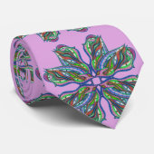 紫モダンサイケデリック曼荼羅模様 ネクタイ (ロール)
