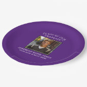 紫モダンシンプル白の写真卒業 ペーパープレート (アングル)