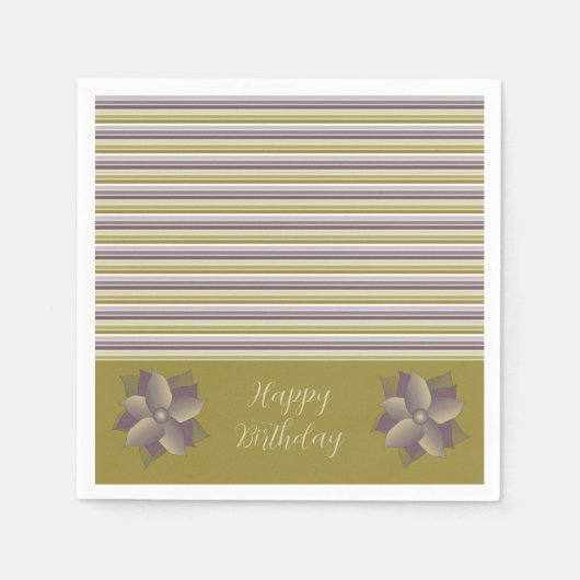 紫モダンストライプ スタンダードカクテルナプキン (正面)