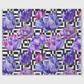 紫モダンチューリップガーリーシック幾何学模様 ラッピングペーパー (フラット)