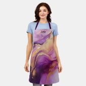 紫モダンピンクと金ゴールド- エプロン (着用した状態)