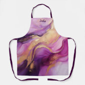 紫モダンピンクと金ゴールド- エプロン (正面)