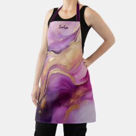 紫モダンピンクと金ゴールド- エプロン