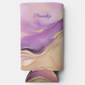 紫モダンピンクと金ゴールド- スリム缶クーラー (正面)