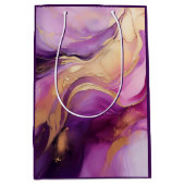 紫モダンピンクと金ゴールド- ミディアムペーパーバッグ (正面)