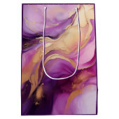 紫モダンピンクと金ゴールド- ミディアムペーパーバッグ (裏面)