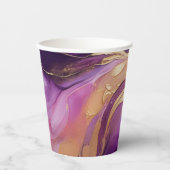 紫モダンピンクと金ゴールド- 紙コップ (正面)