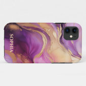 紫モダンピンクと金ゴールド- Case-Mate iPhoneケース (裏面(横))