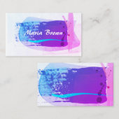 紫モダンピンクと青の抽象芸術アートデザイン 名刺 (正面/裏面)