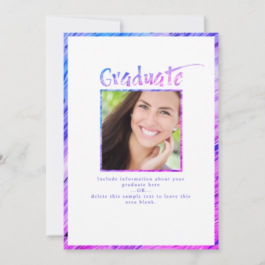 紫モダンピンクの写真コラージュ 案内状 (裏面)