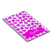紫モダンピンクの鳩ハートバレンタイン名 ノートブック (右側)