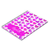 紫モダンピンクの鳩ハートバレンタイン名 ノートブック (左側)