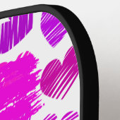 紫モダンピンクの鳩ハートバレンタイン名 ピックルボールラケット (左詳細)