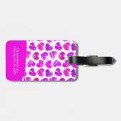 紫モダンピンクの鳩ハートバレンタイン名 ラゲッジタグ (裏面横)