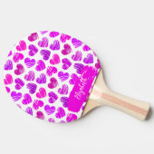 紫モダンピンクの鳩ハートバレンタイン名 卓球ラケット (横)