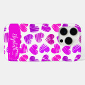 紫モダンピンクの鳩ハートバレンタイン名 Case-Mate iPhoneケース (裏面 (横))