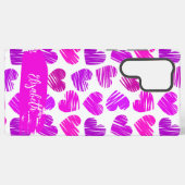 紫モダンピンクの鳩ハートバレンタイン名 SAMSUNG GALAXYケース (裏面横)