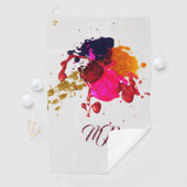 紫モダンピンク赤金ゴールド絵を描（ばちゃばちゃ）跳ねる ゴルフタオル (インサイチュ)