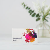 紫モダンピンク赤金ゴールド絵を描（ばちゃばちゃ）跳ねる 名刺 (スタンド正面)