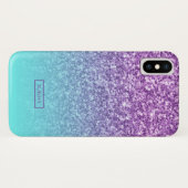紫モダンフェイクグリッターグラデーションターコイズ第3号 Case-Mate iPhoneケース (裏面(横))