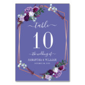 紫モダンフローラバラ金ゴールドフレ結婚ーム テーブルナンバー (正面)