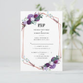 紫モダンフローラバラ金ゴールド幾何学模様 招待状 (スタンド正面)