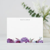 紫モダンフローラパーソナライズされた サンキューカード (スタンド正面)