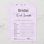 紫モダンフローラブライダルワードスクランブルゲーム 招待状 (正面/裏面)