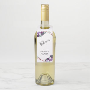 紫モダンフローラ幾何学的応援結婚ズ ボトルネックタグ