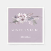 紫モダンフローラ水の色の結婚ナプキン スタンダードカクテルナプキン (正面)