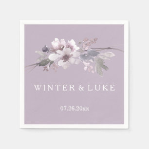 紫モダンフローラ水の色の結婚ナプキン スタンダードカクテルナプキン