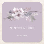 紫モダンフローラ水の色結婚の スクエアペーパーコースター<br><div class="desc">紫のモダンフローラ水の色結婚の私たちのニッチとネストZazzleストアのデザインの一致するナプキンと招待状などを参照してください： https://www.etsy.com/shop/SmallHouseBigPony</div>