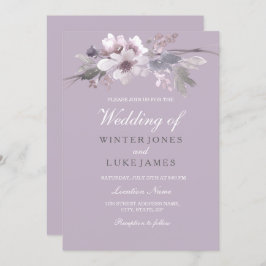紫モダンフローラ水彩結婚式招待状 招待状