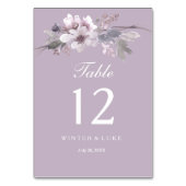 紫モダンフローラ水結婚色のテーブルカード テーブルナンバー (裏面)