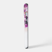 紫モダンフローラ iPhone 15ケース (左側面)
