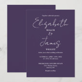 紫モダンミニマエレガントリス結婚ト 招待状 (正面/裏面)