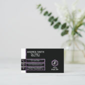 紫モダンミニマルエレガントグリッター金属箔 名刺 (スタンド正面)