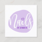 紫モダンミニマルハート爪、 ネイル スクエア名刺 (正面)
