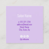 紫モダンミニマルハート爪、 ネイル スクエア名刺 (裏面)