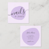 紫モダンミニマル爪、 ネイル スクエア名刺 (正面/裏面)