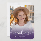 紫モダンミニマル4枚フォトスクリプト卒業 招待状 (正面)