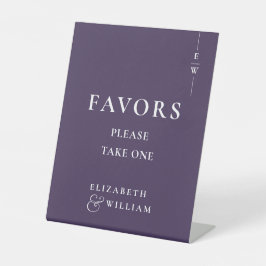 紫モダンモノグラムの結婚好意 台座サイン