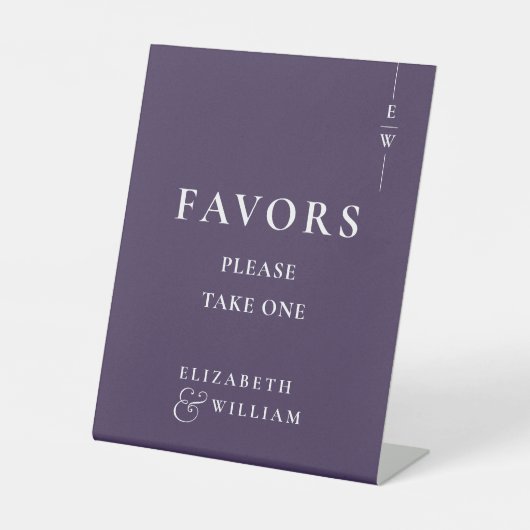 紫モダンモノグラムの結婚好意 台座サイン (正面)