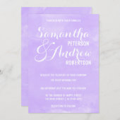 紫モダンラベンダー結婚水彩 招待状 (正面/裏面)