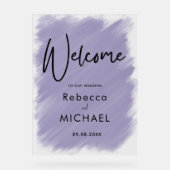 紫モダンラベ絵を描ン結婚の歓迎 アクリルサイン (正面)