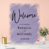 紫モダンラベ絵を描ン結婚の歓迎 アクリルサイン (ウェディング)