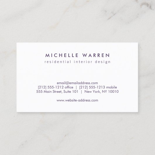 紫モダン上の円モノグラム王室のイニシャル 名刺 (裏面)