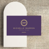 紫モダン上の円モノグラム王室のイニシャル 名刺