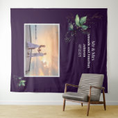 紫モダン写真の結婚緑の背景 タペストリー (インサイチュ(横))